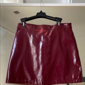 Red leather skirt